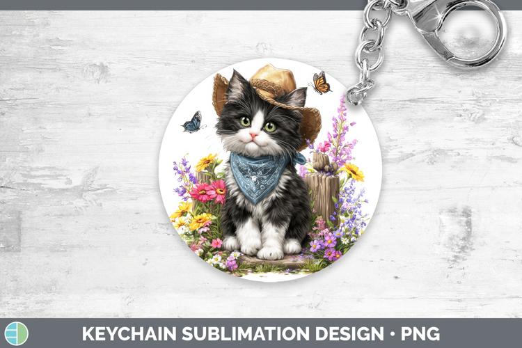 Tuxedo Keychain Cats Bandana Summer Sublimation Keyring Desi
