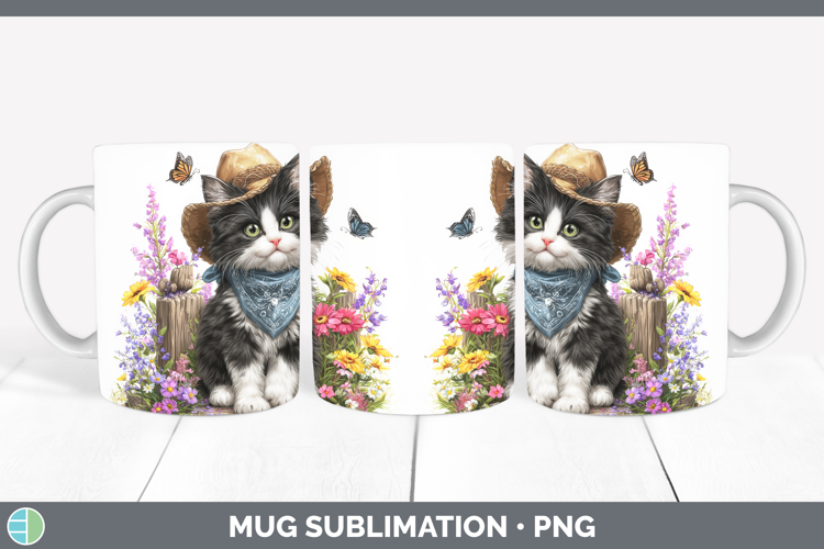 Tuxedo Mug Wrap Cats Bandana Summer Sublimation Coffee Cup D