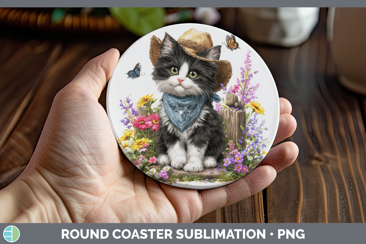 Tuxedo Round Coaster Cats Bandana Summer Sublimation Coaster