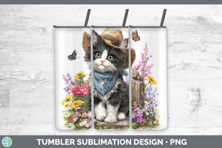 Tuxedo Tumbler Cats Bandana Summer Sublimation 20 oz Skinny