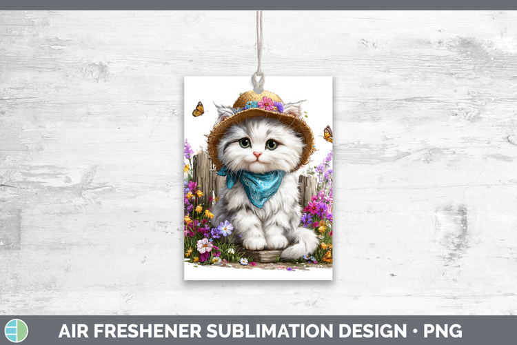White Air Freshener Cats Bandana Summer Sublimation Car Fres