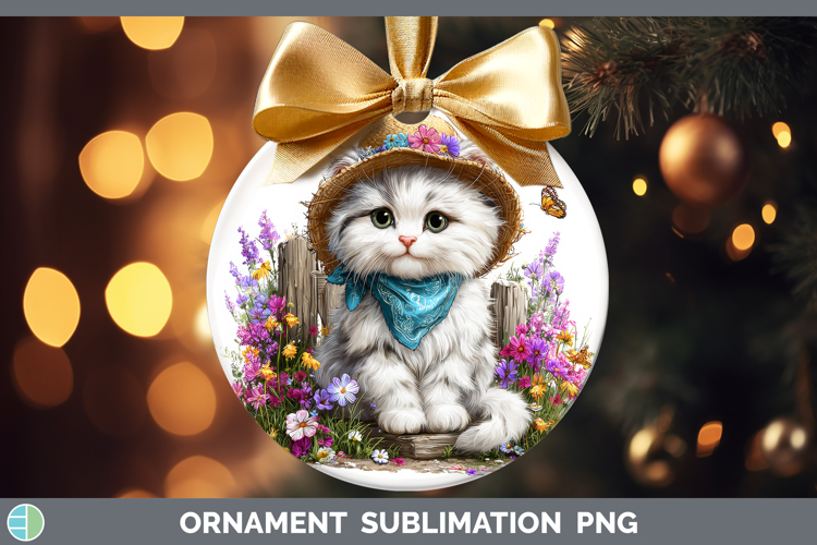 White Ornament Cats Bandana Summer Sublimation Bauble Design