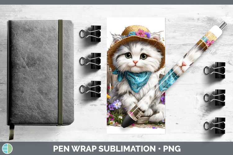 White Pen Wrap Cats Bandana Summer Sublimation Pen Designs