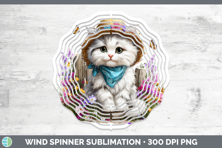 White Wind Spinner Cats Bandana Summer Sublimation Spinner D