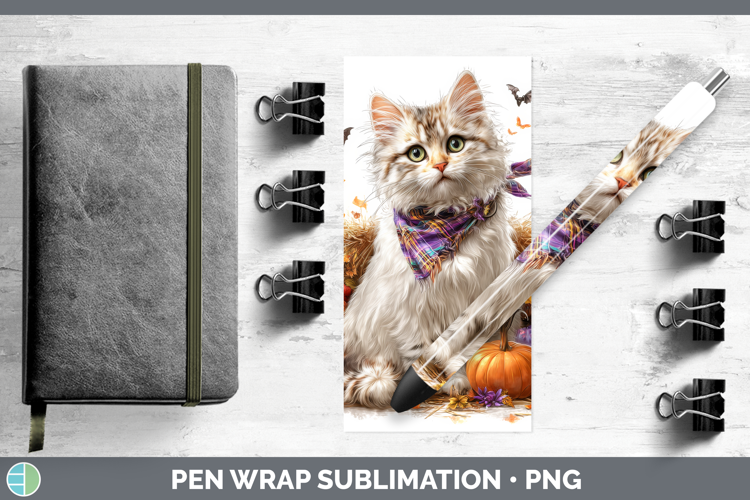 Cats Boho Autumn Angora Cat Pen Wrap Sublimation Pen Designs