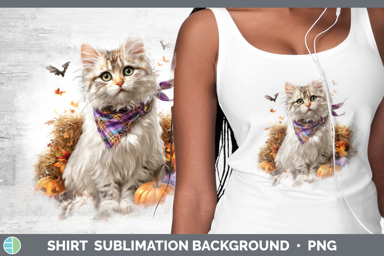 Cats Boho Autumn Angora Cat Shirt Sublimation Background Des
