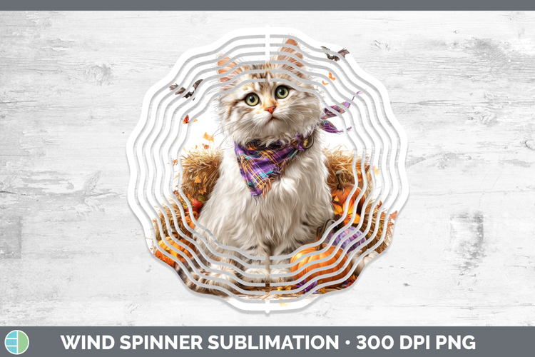 Cats Boho Autumn Angora Cat Wind Spinner Sublimation Spinner