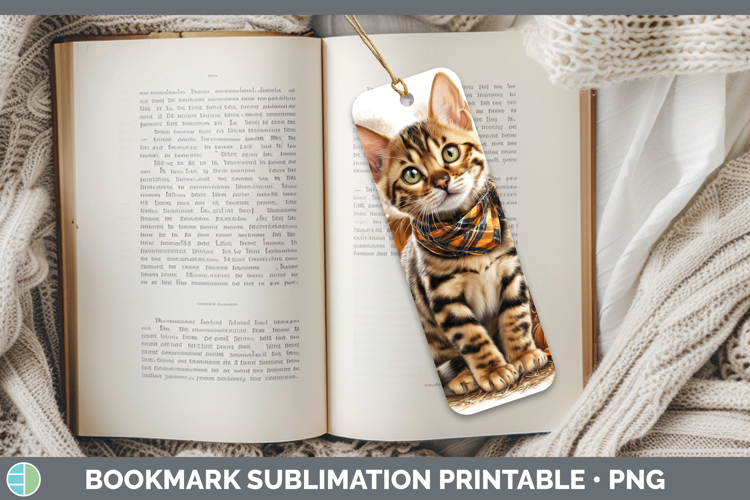 Cats Boho Autumn Bengal Cat Bookmark Sublimation Printable D