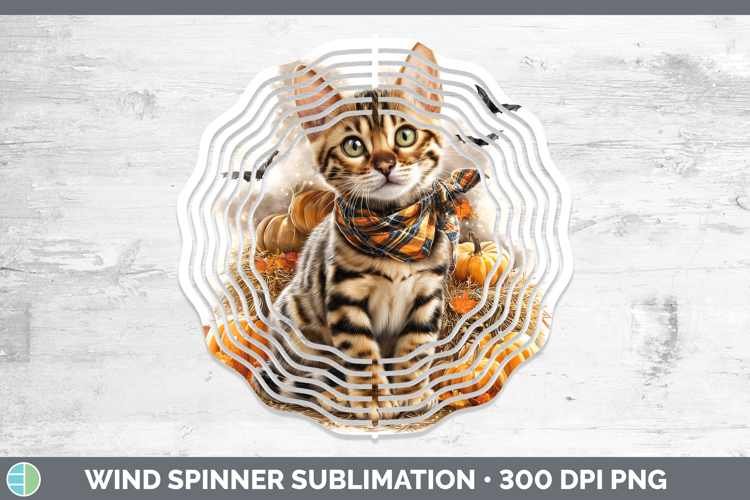 Cats Boho Autumn Bengal Cat Wind Spinner Sublimation Spinner