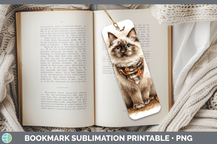 Cats Boho Autumn Birman Cat Bookmark Sublimation Printable D