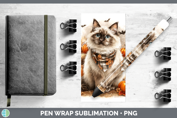 Cats Boho Autumn Birman Cat Pen Wrap Sublimation Pen Designs