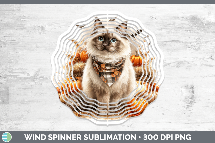 Cats Boho Autumn Birman Cat Wind Spinner Sublimation Spinner
