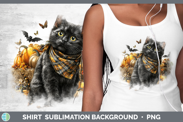Cats Boho Autumn Black Cat Shirt Sublimation Background Desi