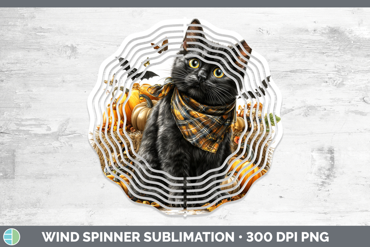 Cats Boho Autumn Black Cat Wind Spinner Sublimation Spinner