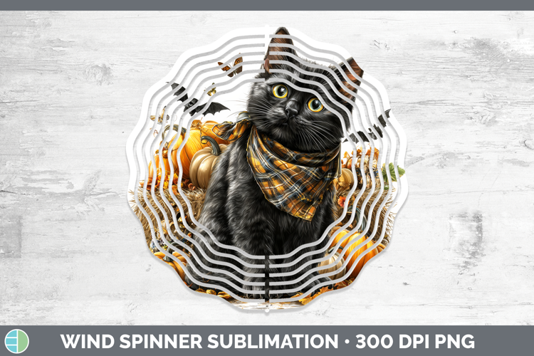 Cats Boho Autumn Black Cat Wind Spinner Sublimation Spinner