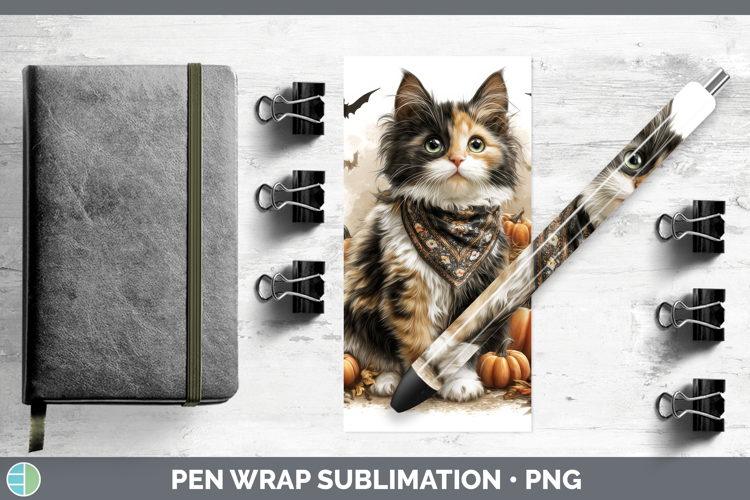 Cats Boho Autumn Calico Cat Pen Wrap Sublimation Pen Designs
