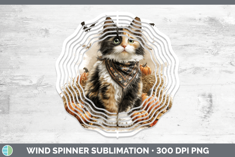Cats Boho Autumn Calico Cat Wind Spinner Sublimation Spinner