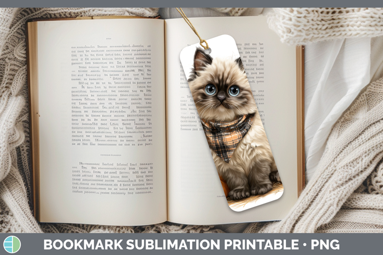 Cats Boho Autumn Himalayan Cat Bookmark Sublimation Printabl