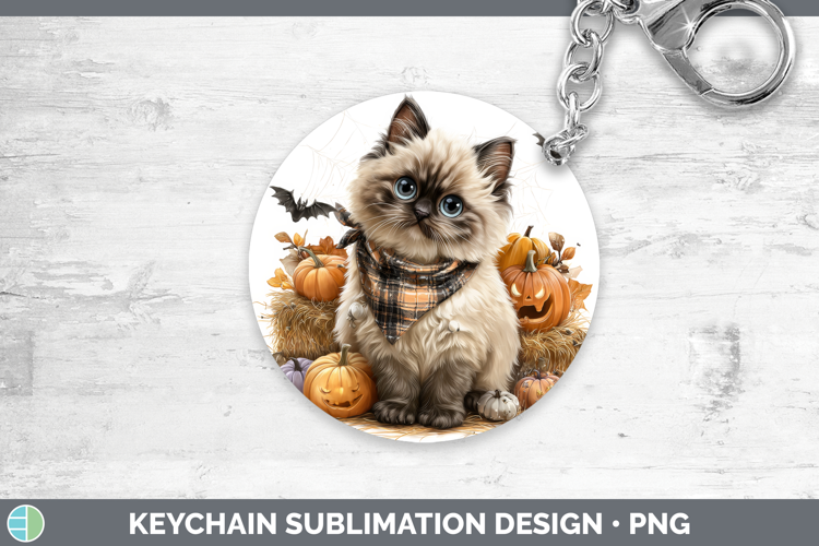Cats Boho Autumn Himalayan Cat Keychain Sublimation Keyring