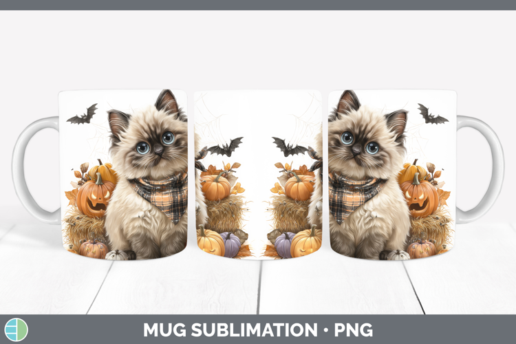 Cats Boho Autumn Himalayan Cat Mug Wrap Sublimation Coffee C