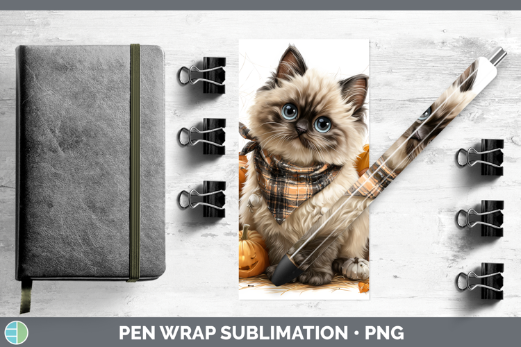 Cats Boho Autumn Himalayan Cat Pen Wrap Sublimation Pen Desi