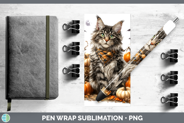 Cats Boho Autumn Maine Coon Cat Pen Wrap Sublimation Pen Des