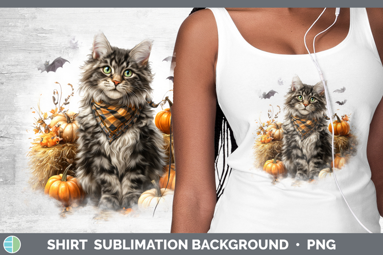 Cats Boho Autumn Maine Coon Cat Shirt Sublimation Background