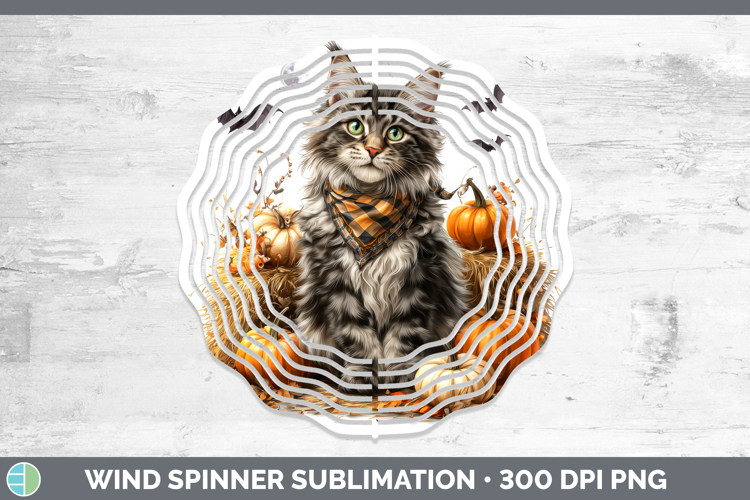 Cats Boho Autumn Maine Coon Cat Wind Spinner Sublimation Spi
