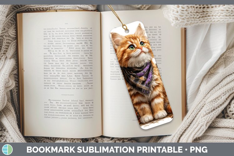 Cats Boho Autumn Orange Cat Bookmark Sublimation Printable D