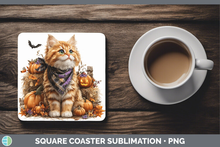 GorgeousCats Boho Autumn Square Coaster design.