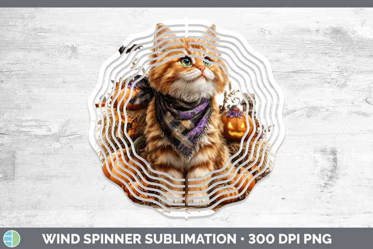 Cats Boho Autumn Orange Cat Wind Spinner Sublimation Spinner