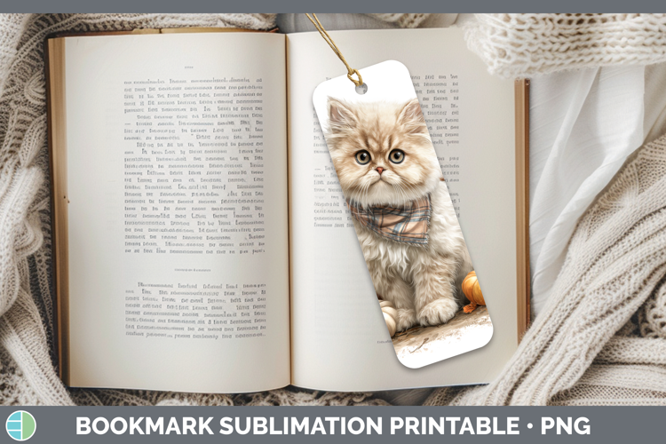Cats Boho Autumn Persian Cat Bookmark Sublimation Printable