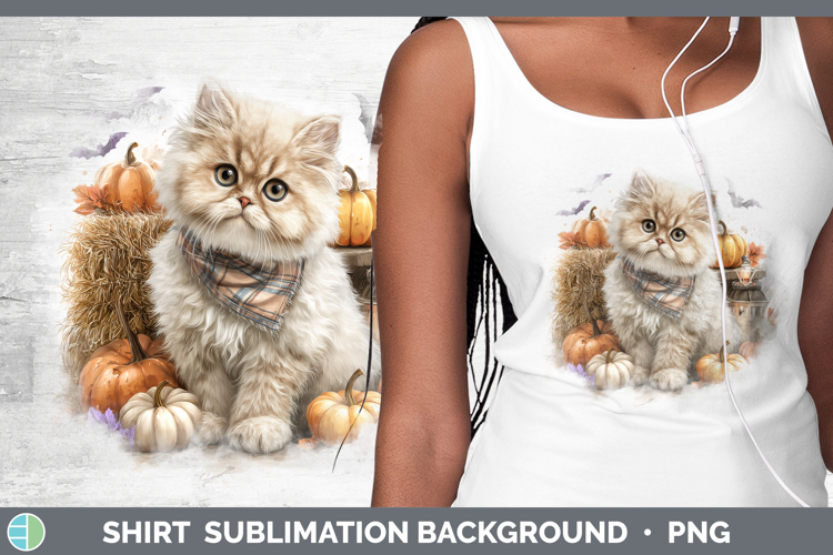 Cats Boho Autumn Persian Cat Shirt Sublimation Background De
