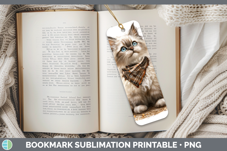 Cats Boho Autumn Ragdoll Cat Bookmark Sublimation Printable