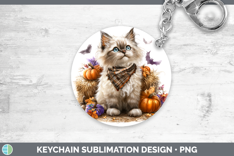 Cats Boho Autumn Ragdoll Cat Keychain Sublimation Keyring De