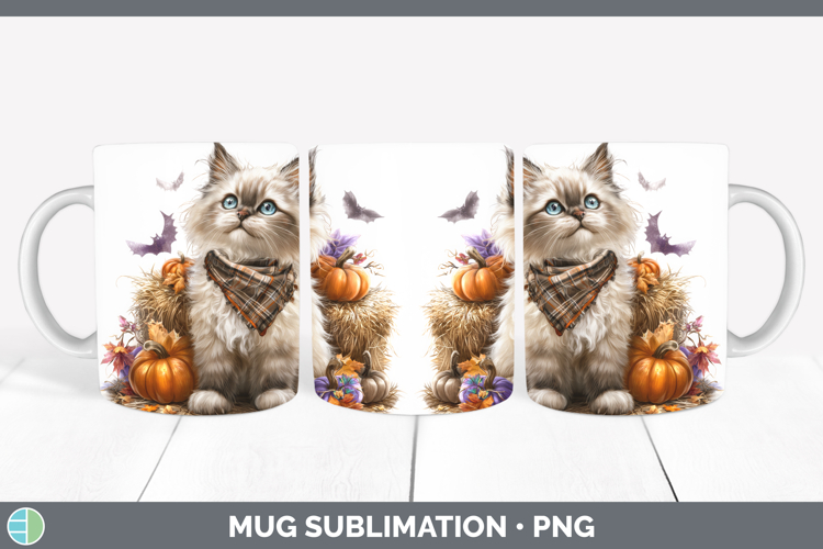 Cats Boho Autumn Ragdoll Cat Mug Wrap Sublimation Coffee Cup