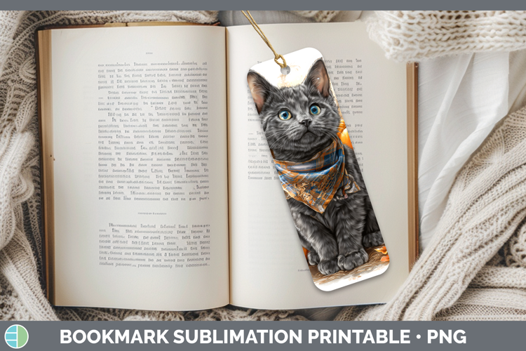 Cats Boho Autumn Russian Blue Cat Bookmark Sublimation Print