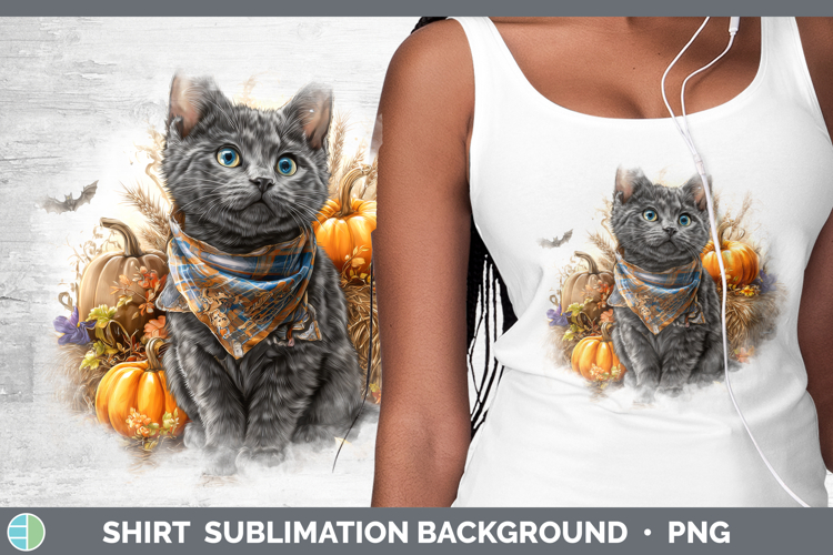 Cats Boho Autumn Russian Blue Cat Shirt Sublimation Backgrou