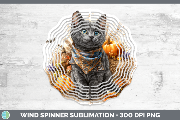 Cats Boho Autumn Russian Blue Cat Wind Spinner Sublimation S