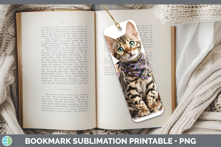 Cats Boho Autumn Savannah Cat Bookmark Sublimation Printable