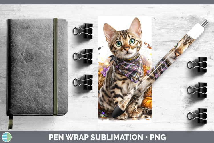 Cats Boho Autumn Savannah Cat Pen Wrap Sublimation Pen Desig