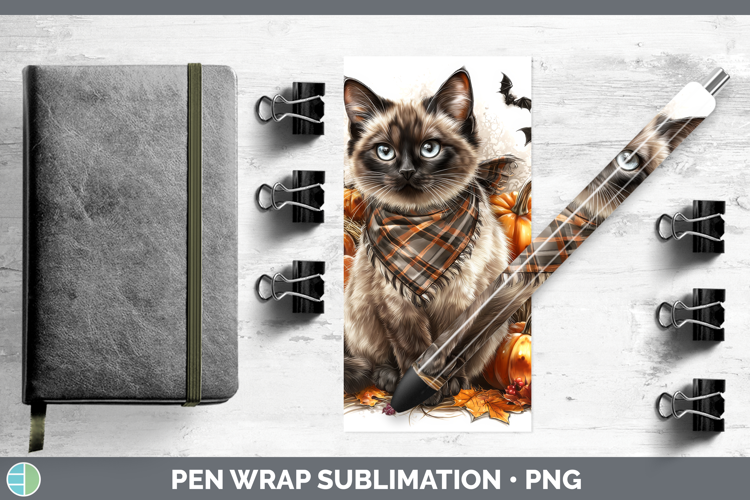 Cats Boho Autumn Siamese Cat Pen Wrap Sublimation Pen Design