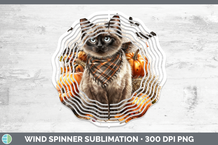 Cats Boho Autumn Siamese Cat Wind Spinner Sublimation Spinne