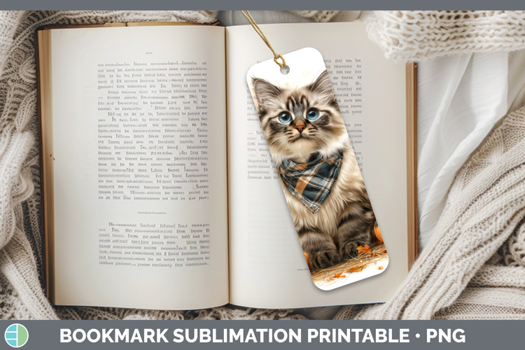 Cats Boho Autumn Siberian Cat Bookmark Sublimation Printable