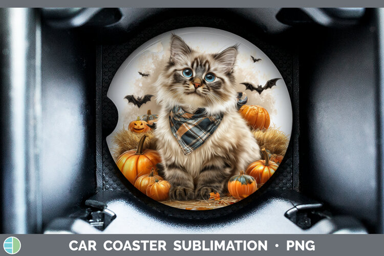 GorgeousCats Boho Autumn Car Coaster design.