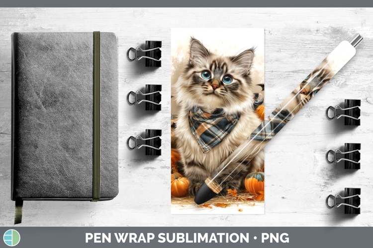 Cats Boho Autumn Siberian Cat Pen Wrap Sublimation Pen Desig