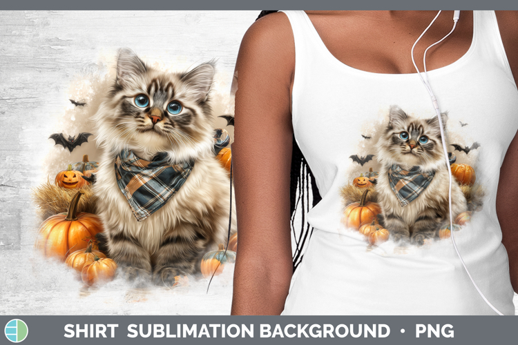 Cats Boho Autumn Siberian Cat Shirt Sublimation Background D