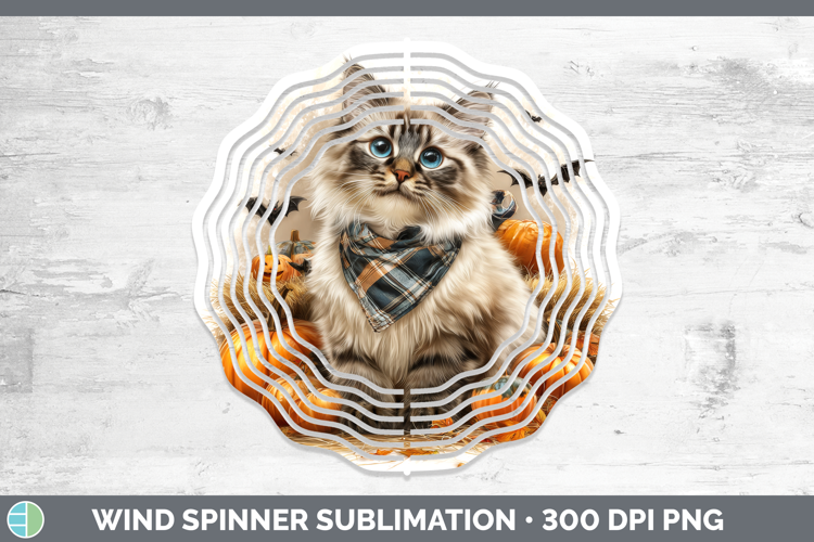 Cats Boho Autumn Siberian Cat Wind Spinner Sublimation Spinn