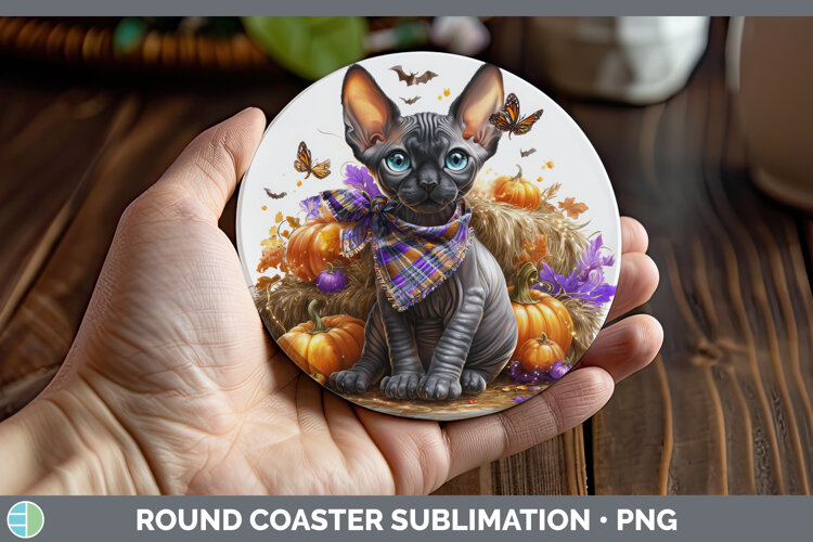 GorgeousCats Boho Autumn Round Coaster design.