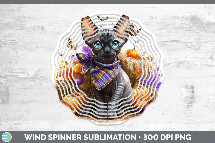 Cats Boho Autumn Sphynx Cat Wind Spinner Sublimation Spinner
